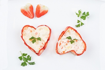 Strawberry Heart and Potato Salad with Morado Garlic