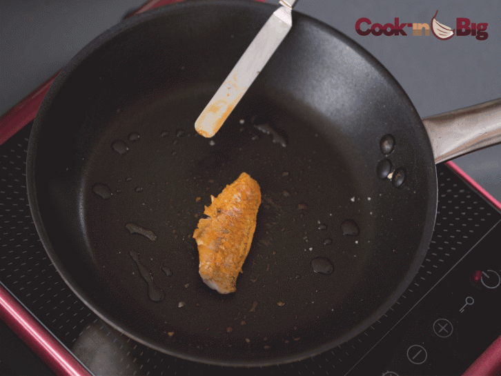 Sear the red mullet in a pan over a medium-high heat