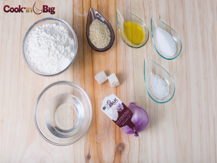 Ingredients for Garlic and Sesame Seed Bread Sticks