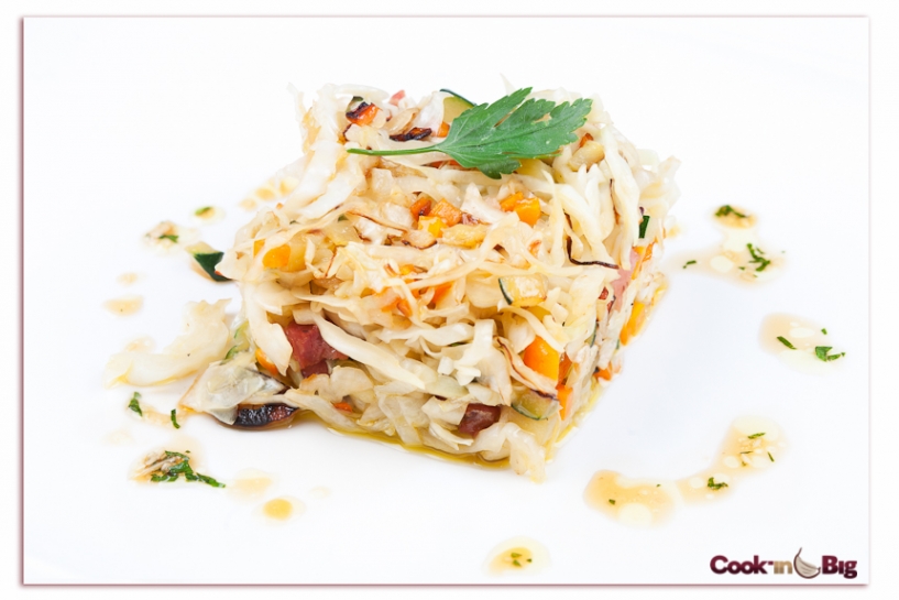 Sautéed Cabbage with Spring Violet Garlic