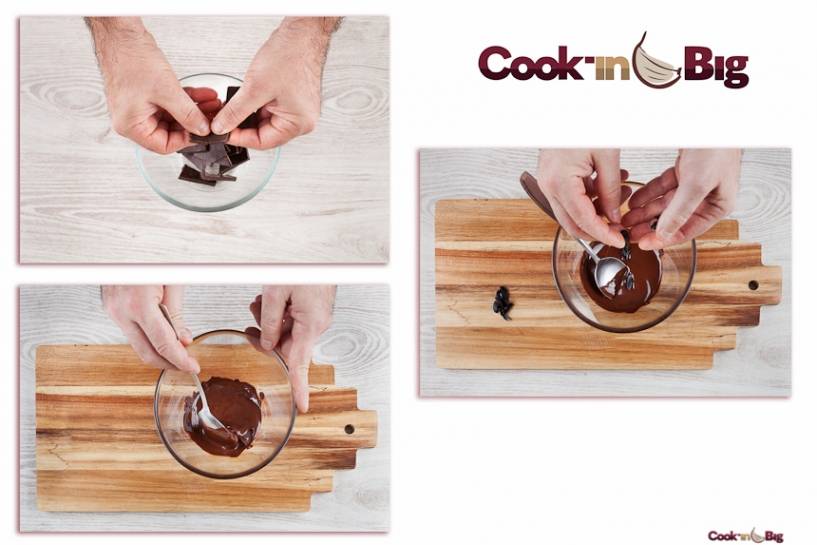 Crunchy Cocoa Bars with Almonds, Puffed Rice and Black Garlic.